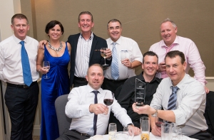 The Mini Gears Team celebrating winning the Logistics Excellence Award